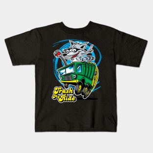 Trash My Ride Raccoon in a Trash Truck Kids T-Shirt